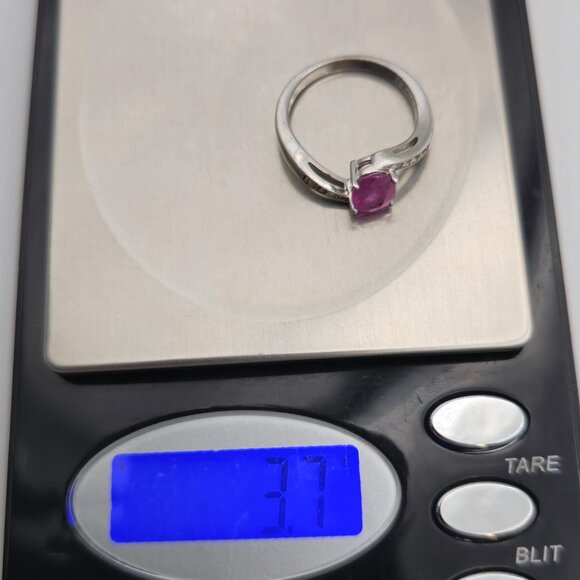 Size 8 Sterling Silver Pink Sapphire And Clear Topaz Ring A1870 - Picture 9 of 9